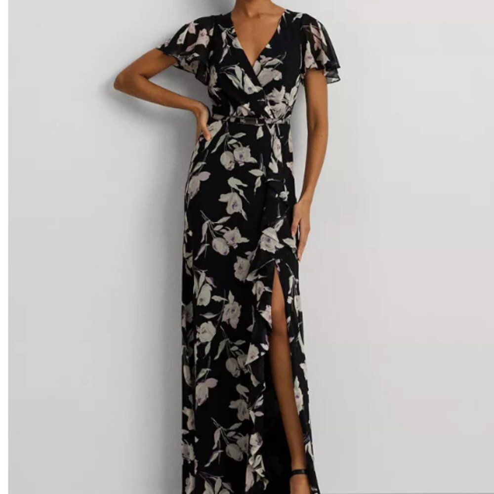 Lauren Ralph Lauren Floral Ruffle Gown – Size 10